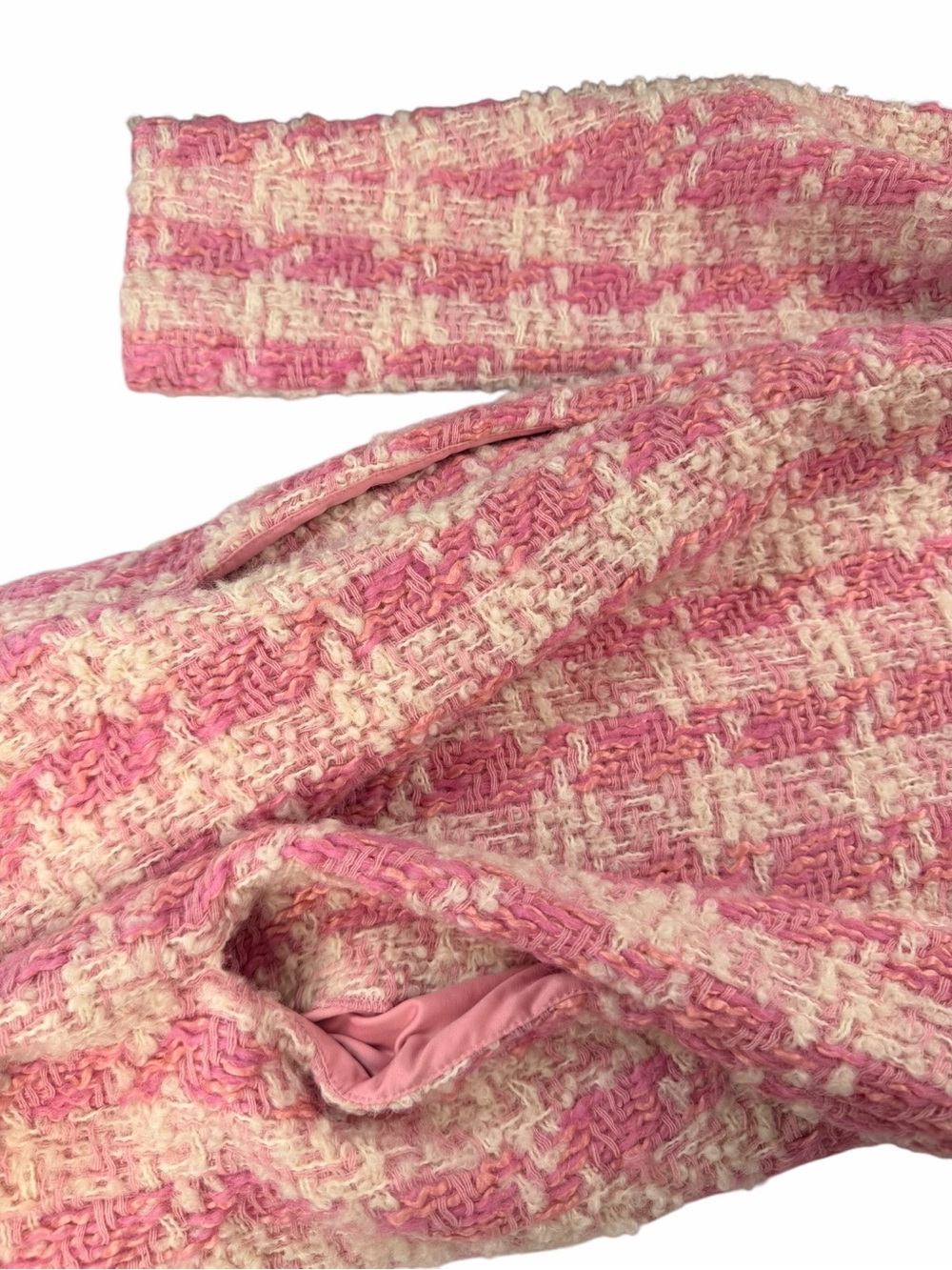 Love Shack Fancy Women’s Armstrong Pink Houndstooth Dense Wool Blend Coat Size 4 - Picture 12 of 12